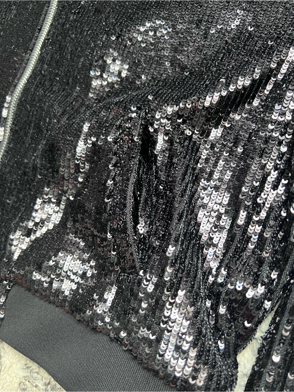 Express Black Sequin bomber Jacket - Picture 4 of 6